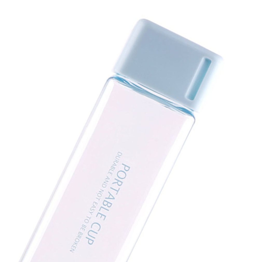Square Frosted Plastic Water Bottle Portable Transparent Bottle Fruit Juice Leak-proof Outdoor Sport Travel Camping Bottle