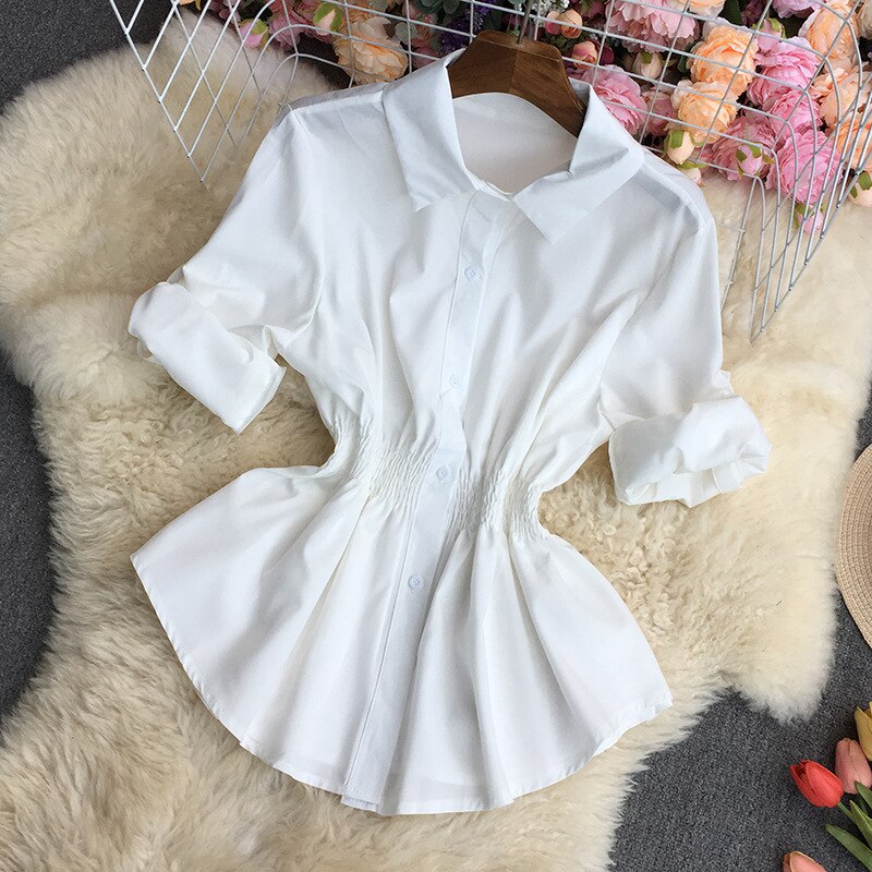 Polo de para mujer, Tops de manga larga con solapa lisa, camiseta para mujer, ropa superior de , camisetas para comprar en el mundo: white