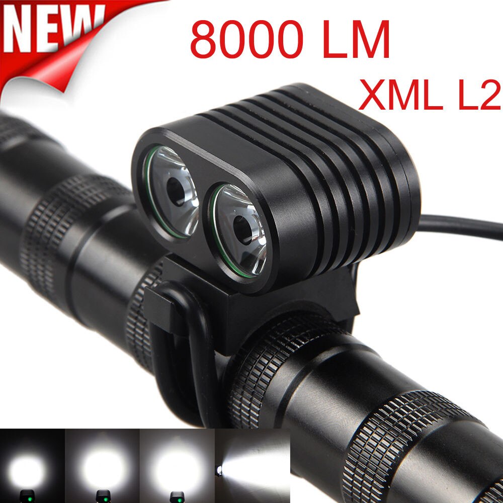 Ultra-hohe helligkeit 8000 Lumen 2x CREE XM-L2 LED fahrrad vorne fahrrad lampe scheinwerfer scheinwerfer 4-modus langlebig Aluminium: Ursprünglich Titel