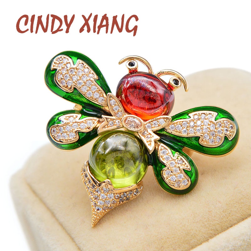 CINDY XIANG Coloful Crystal Bee Brooches for Women Small Cute Insect Honeybee Cubic Zirconia Brooch 2 Colors Available