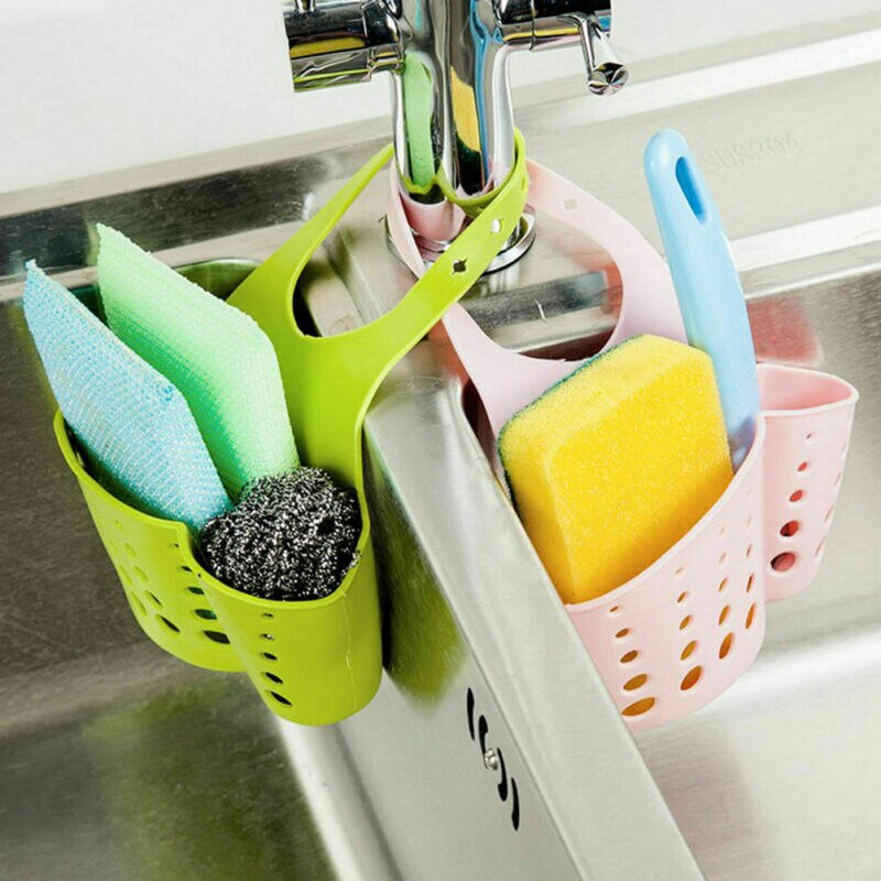 Sponshouder voor de gootsteenkraan aan de zijkant van de keuken, plastic sponshouder voor de gootsteen