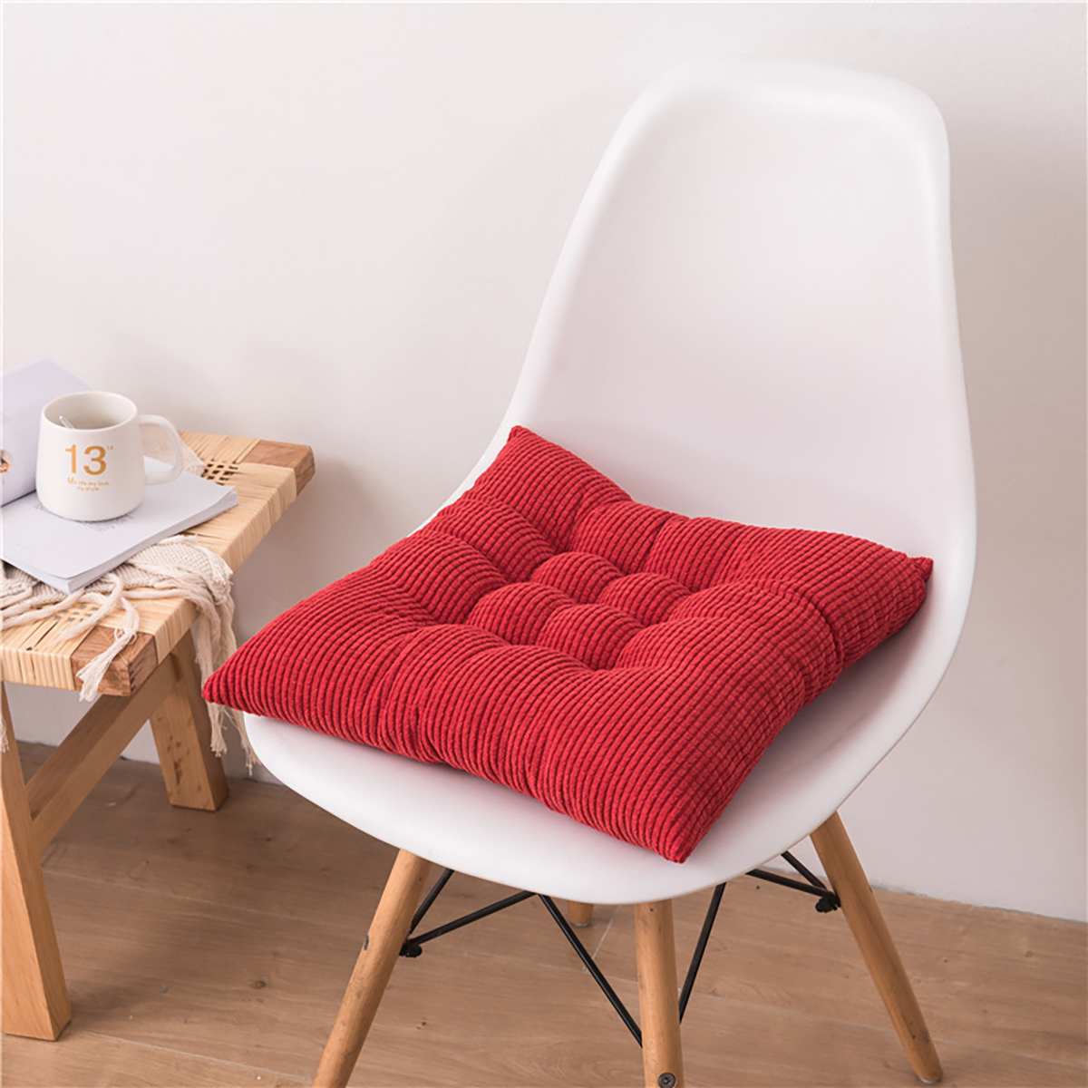 Puter til stoler gulv setepute tykkere tatami spisestuestolputer ensfarget hjemmedekorative sittesofa puter 45cm: Rød