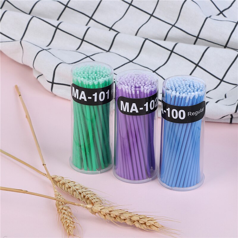 100 st/förpackning färgglada engångsborstar, individuell borttagningspinne, mikroborste, fransmakeup, ögonfransborstar, sminkverktyg