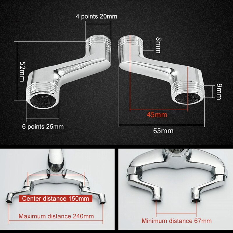 Badkamer Kraan Douche Vervangen Deel Verstelbare Adapter Massief Messing Wall Mounted Breedte Vervanging Hoekstopkraan Accessoires: F