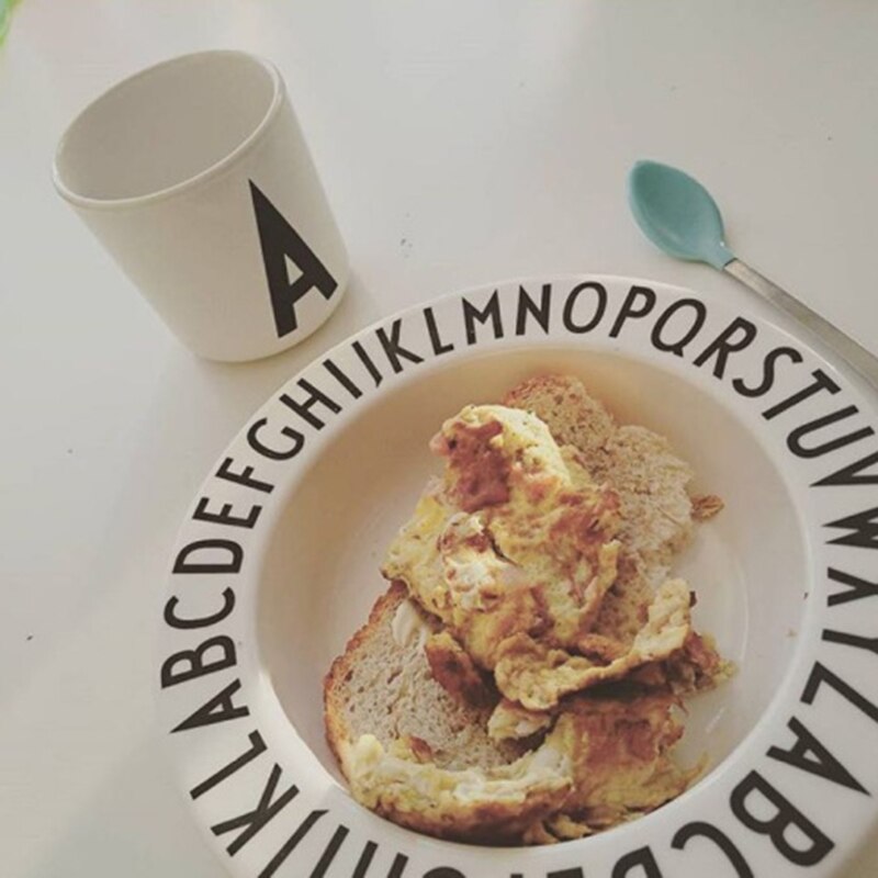 Children's Alphabet Plate Bowl Cup Shallow Plate Tableware Triangle Plate Letter Mug baby Food Supplement Training Plate