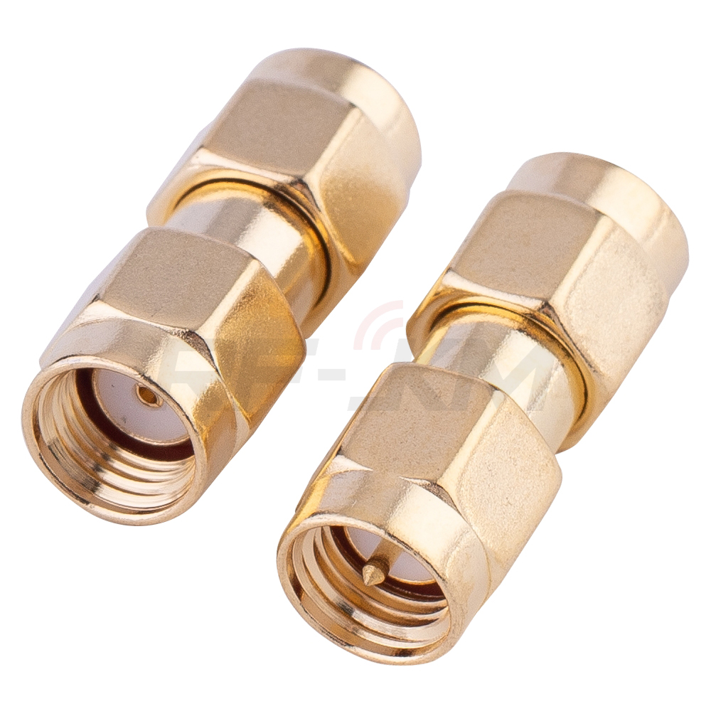 1Pcs Connector Adapter Rp Sma Stekker Naar Sma Stekker Rf Coaxiale Converter Straight: Donkergrijs