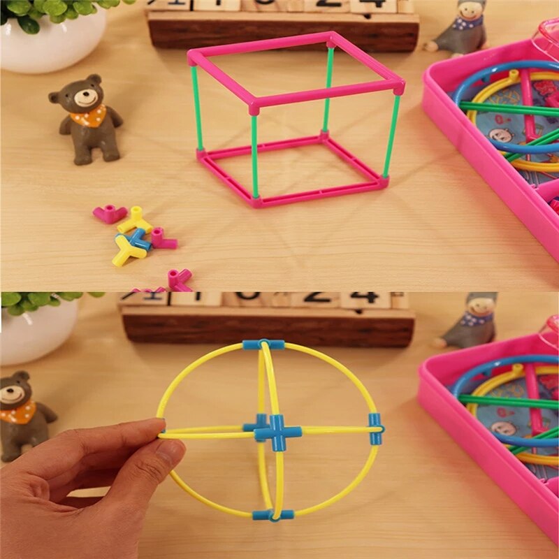1 Set Primary Mathematics Math Geometric Educational Toy DIY Geometry Model Assemble Kit Student Teacher Education Tools