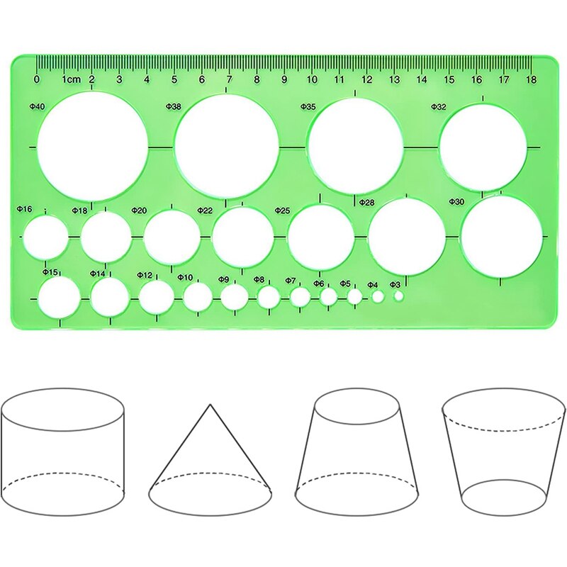3 PCS Circle Template Plastic Circle and Oval Templates Measuring Templates Rulers Digital Drawing for Office and School