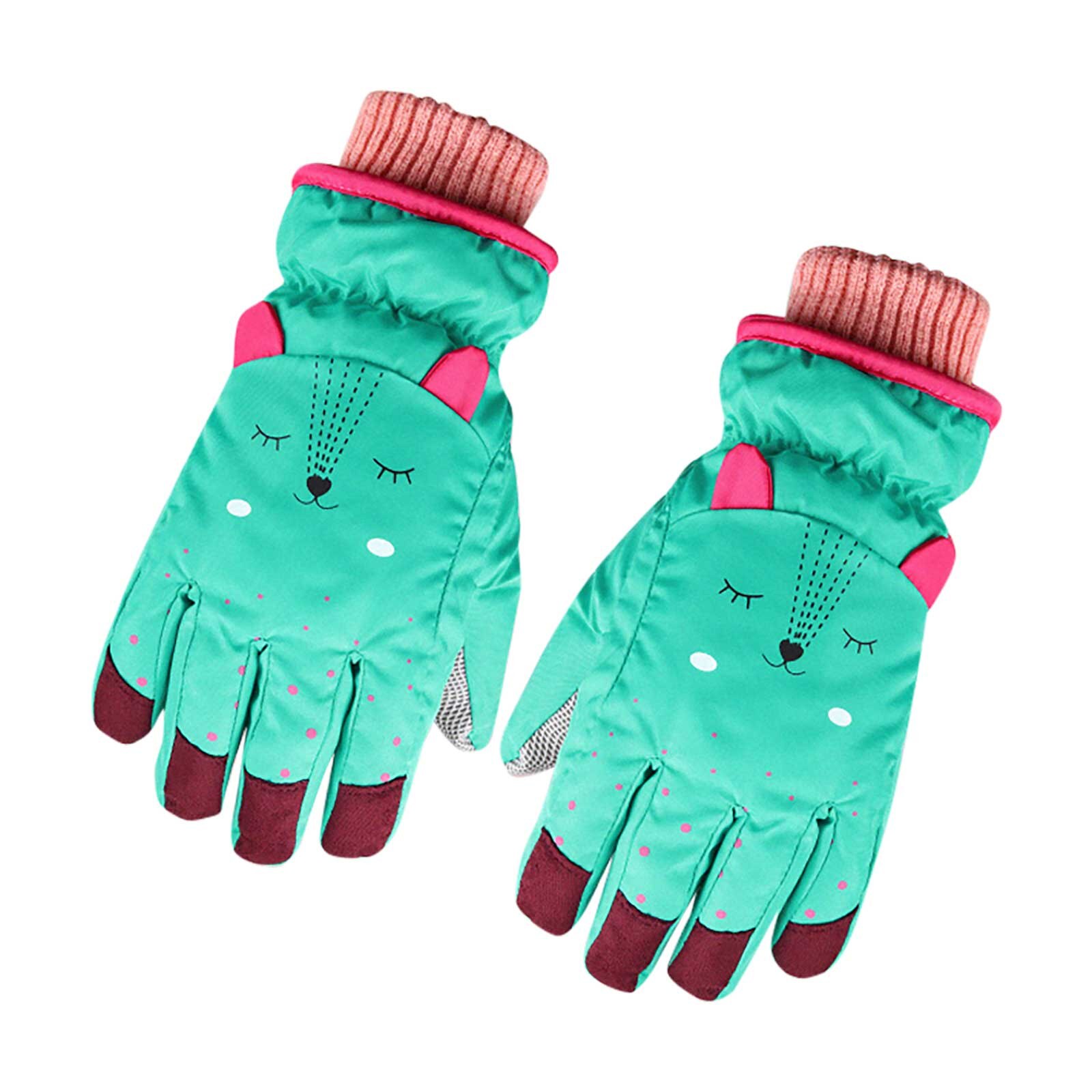 heißesten Junge Mädchen Winter Handschuhe für Kinder Jungen Mädchen Schnee Winddicht Handschuhe Outdoor Sport Skifahren: Green