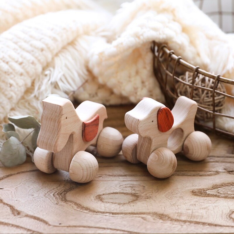 1Pc Leuke Baby Speelgoed Beuken Houten Dieren Honden Auto Cartoon Olifanten Montessori Speelgoed Voor Kinderen Tandjes Verpleging Baby Bijtringen