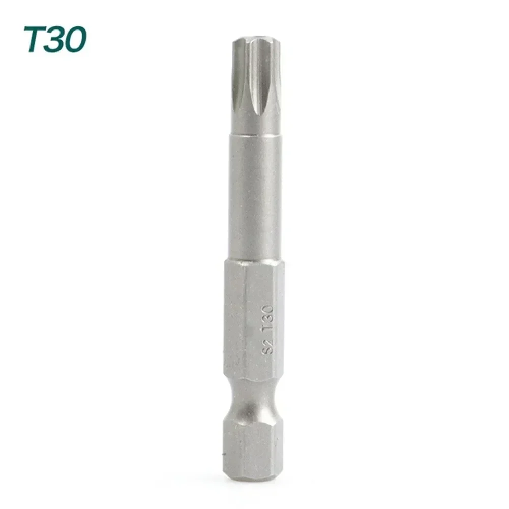 50mm Torx Steel Magnetic Triangle Head Screwdriver Bits 1/4 Hex Shank Pneumatic Screwdriver Electric Head T5-T40 Star Bit Set: grey