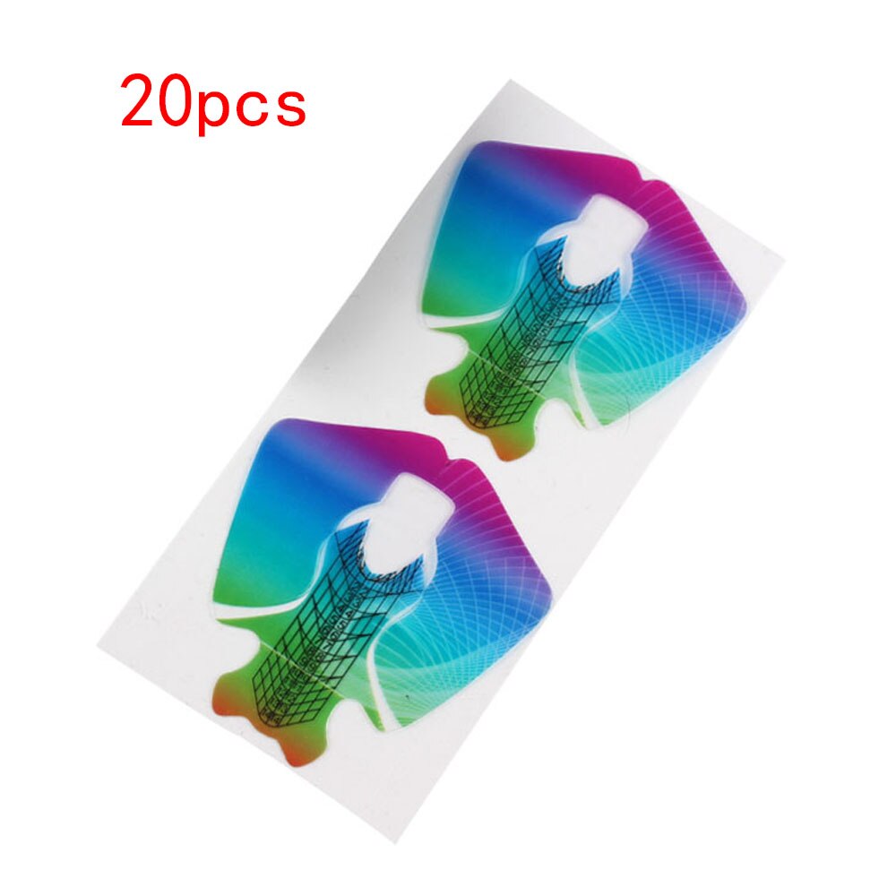 Nail Forms Clear Uitbreiding Acryl Franse Curve Sticker Uv Gel Gebouw Zelfklevende Manicure Pvc Clear Rainbow Nail Form: 20pcs