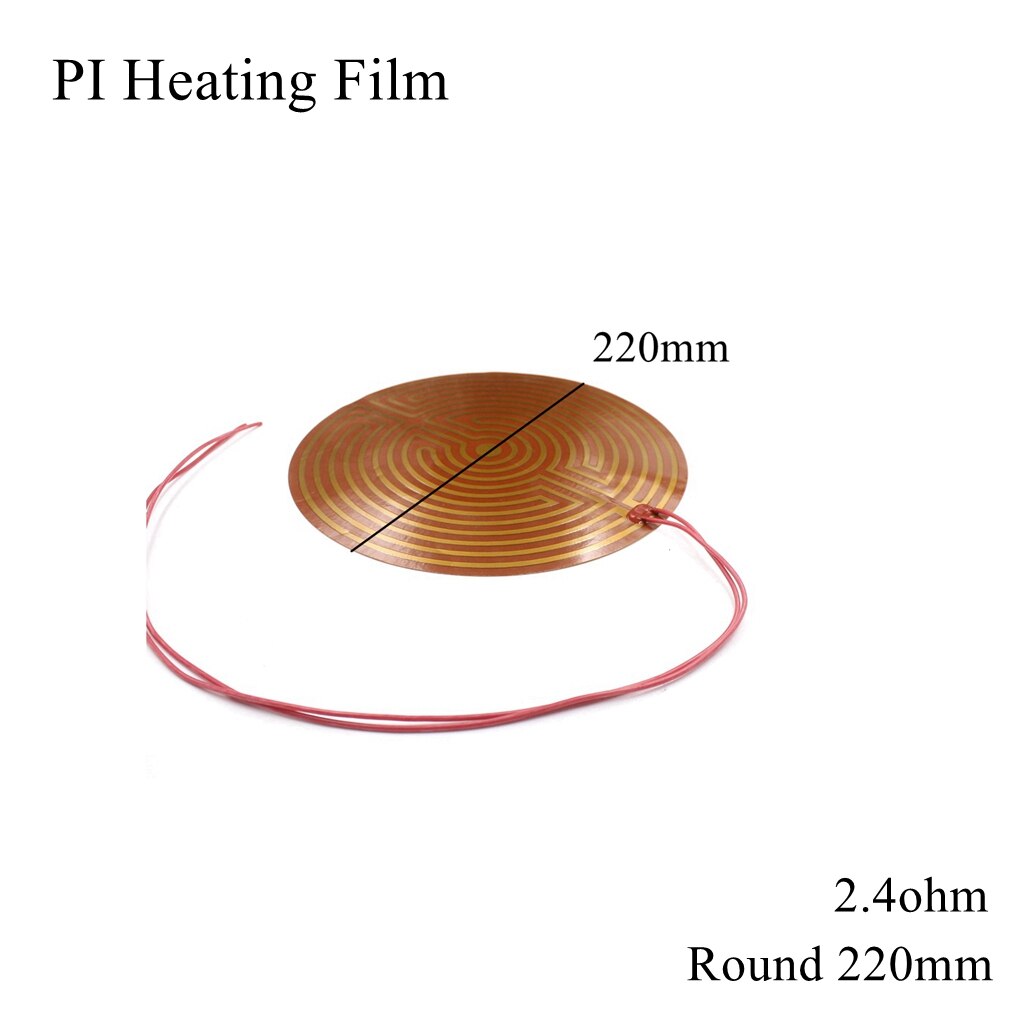 Film chauffant électrique rond, 25mm 5V 12V 24V 110V 220V PI, Film adhésif Polyimide, plaque chauffante électrique, tapis de panneau, feuille de carburant, huile moteur réservoir: Round 220mm