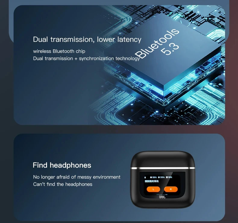 JBL Tour Profi 2 Drahtloser Bluetooth-Kopfhörer, Touchscreen-Steuerungsvolumen, intelligente Kopfhörer, 350 mAh, lange bereithalten-Zeit, JBL Tour Profi2