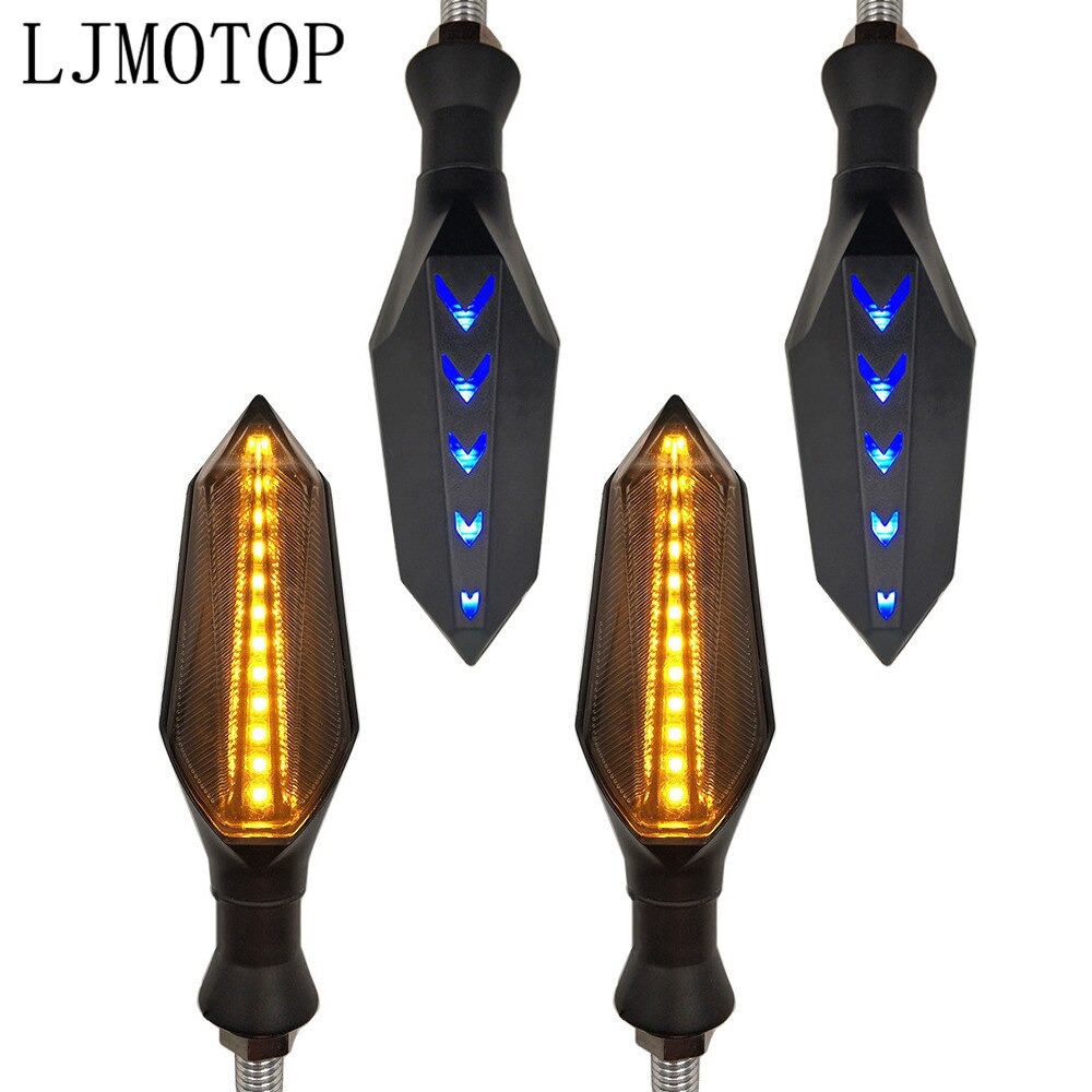 Clignotants de moto Fluide Clignotant Pour Kawasaki Z750 Z-750 Z750R Z750S 2007 Z1000SX Ninja 300 EX300: 2 pairs Yellow-Blue