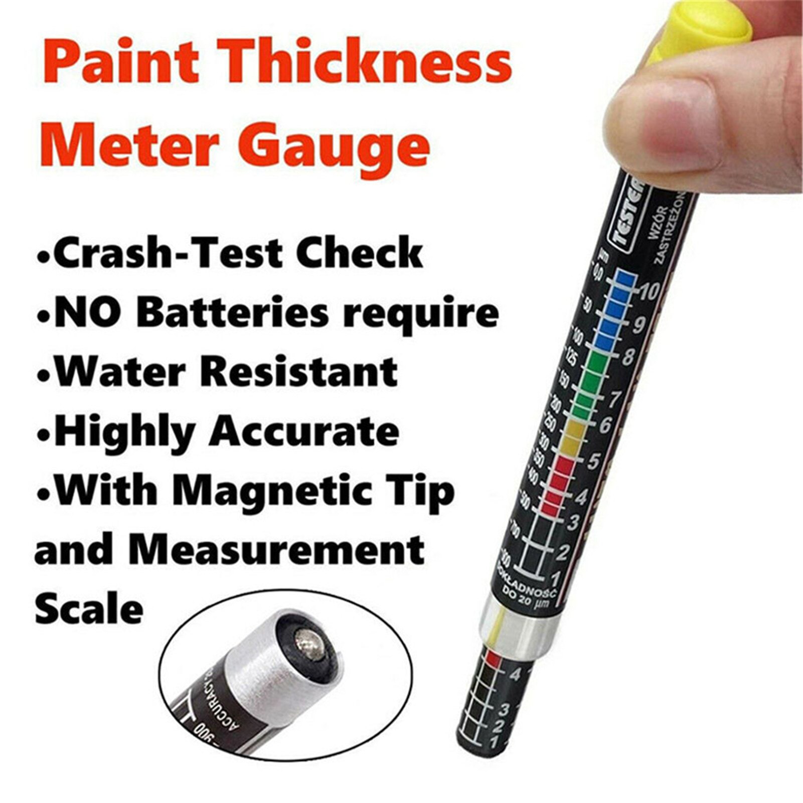 Auto Verf Test Dikte Tester Meter Gauge Auto Verf Auto Verf Crash Controleren Test Verf Tester Met Magnetische Tip schaal