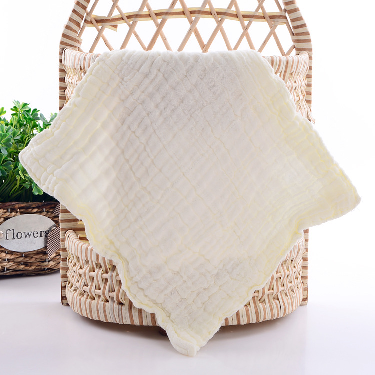 Baumwolle Sechs-schicht Gaze Kopftuch Plain Farbe Seersucker Baby Lätzchen Baby Gaze Taschentuch Mutter Und Kind Versorgt: Yellow