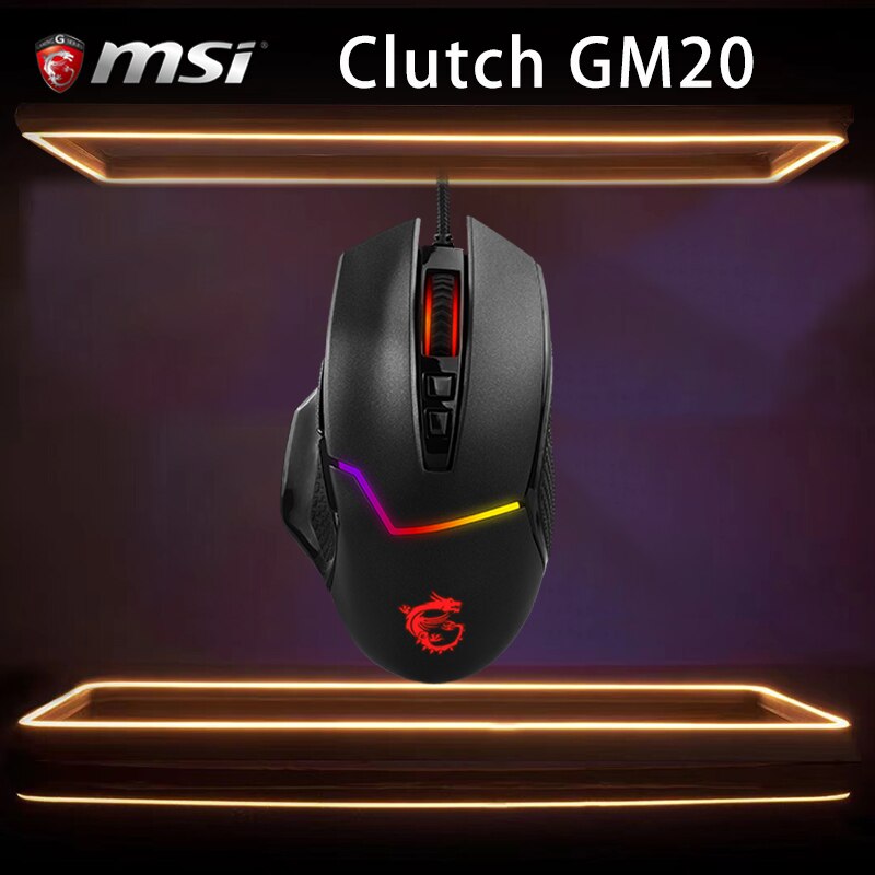 Ergonomic Wired Gaming Mouse MSI Clutch GM20 Gaming Mouse RGB Eight Button Usb For Laptop PC Gamer