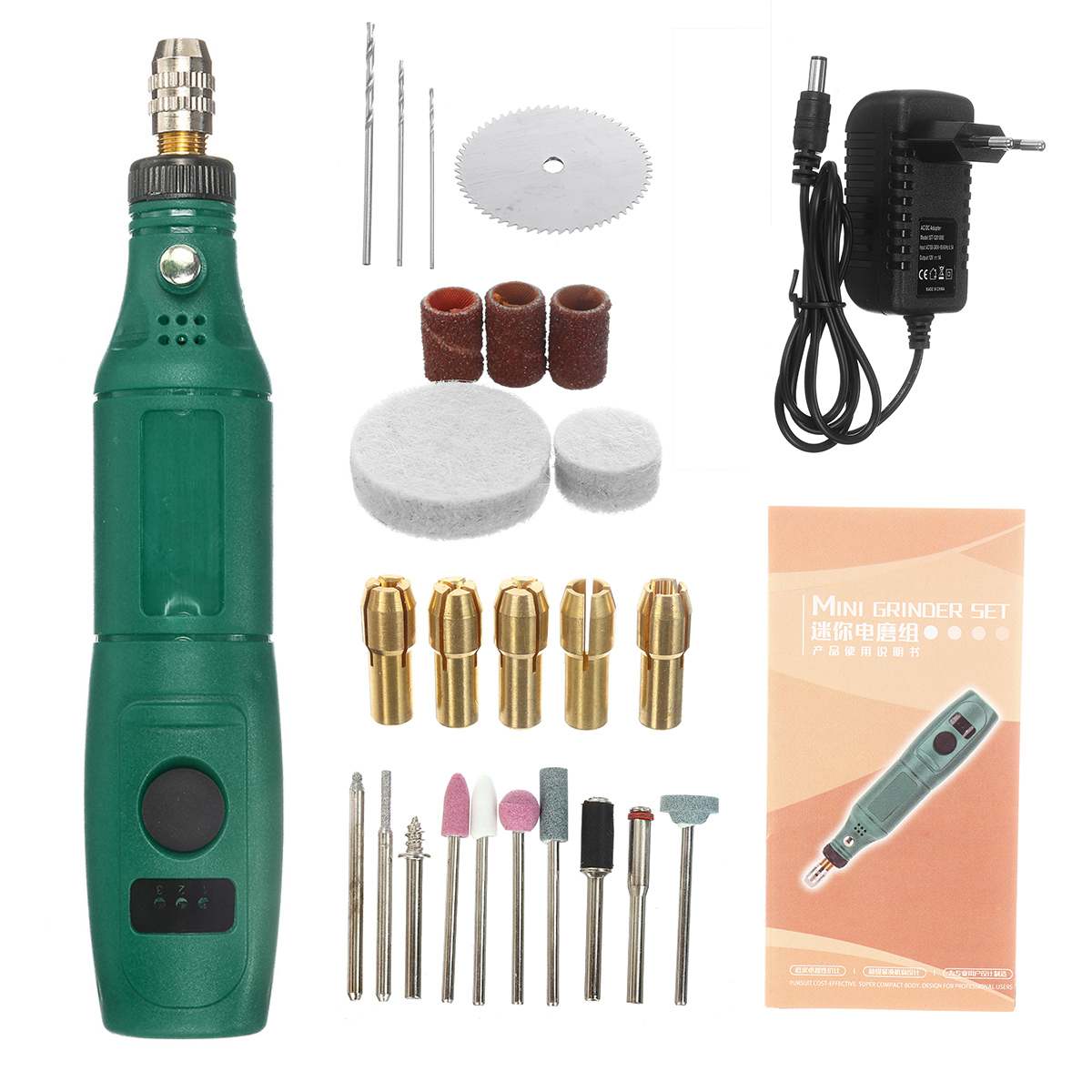 Mini Drill Electric Carving Pen 3 Variable Speed With Lighting Drill Rotary Tools Kits Engraver Pen For Grinding Polishing: EU Green