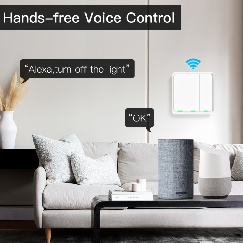 Tuya Smart Switch Wifi 1000W 1/2/3-gang Light Switch Neutral Wire Required APP Control Timing Work With Alexa Google Smart Life