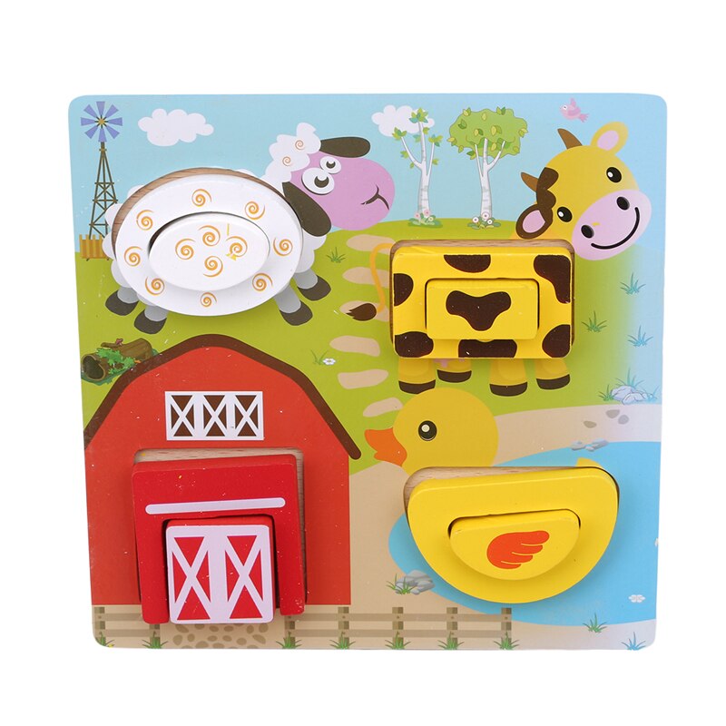 Houten Puzzel Houten Speelgoed Voor Kinderen Cartoon Dier Puzzels Intelligentie Kids Kinderen Educatief Speelgoed: Sheep farm