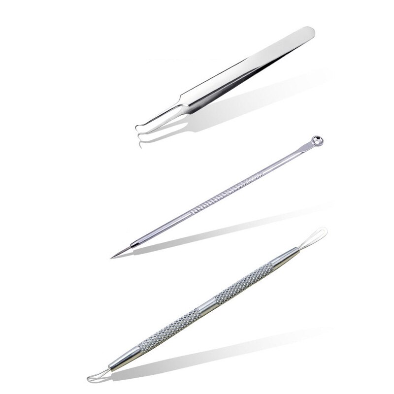 3pcs Blackhead Acne Comedone Pimple Skin Care Kit Extractor Remover Tool Needles Face Cleaning Pore Cleaner Squeezing Remover