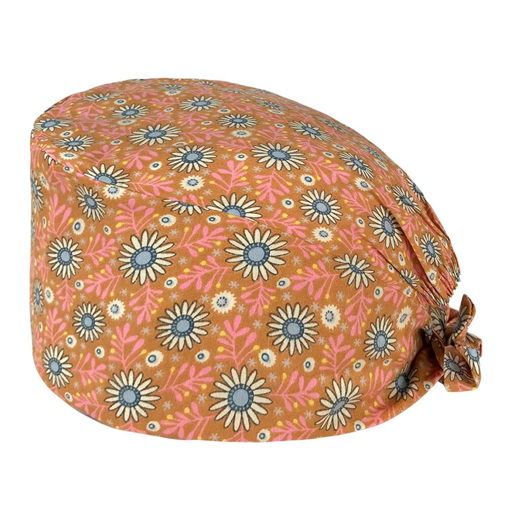Unisex cotton and linen cartoon cute printing nursing hat lab spa pet shop working cap breathable nurse head caps: 12165