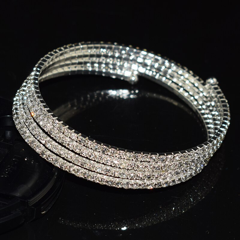 Luxe Vrouwen Verzilverd Crystal Rhinestone Armbanden Armbanden Voor Vrouwen Verstelbare Wedding Pulseras Sieraden