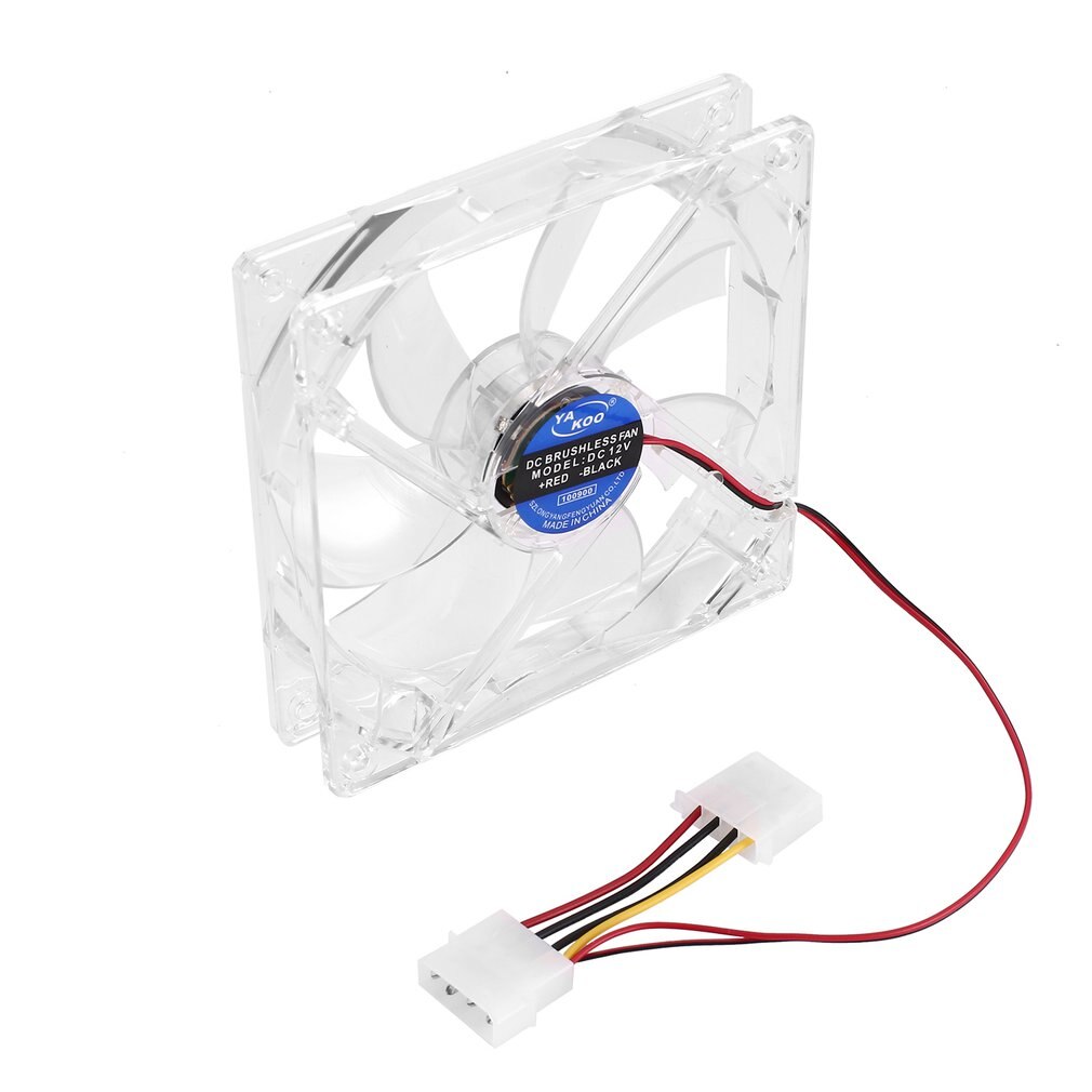 4 Pin PC Computer Clear Case Quad 4-LED Light 9-Blade CPU Cooling Fan