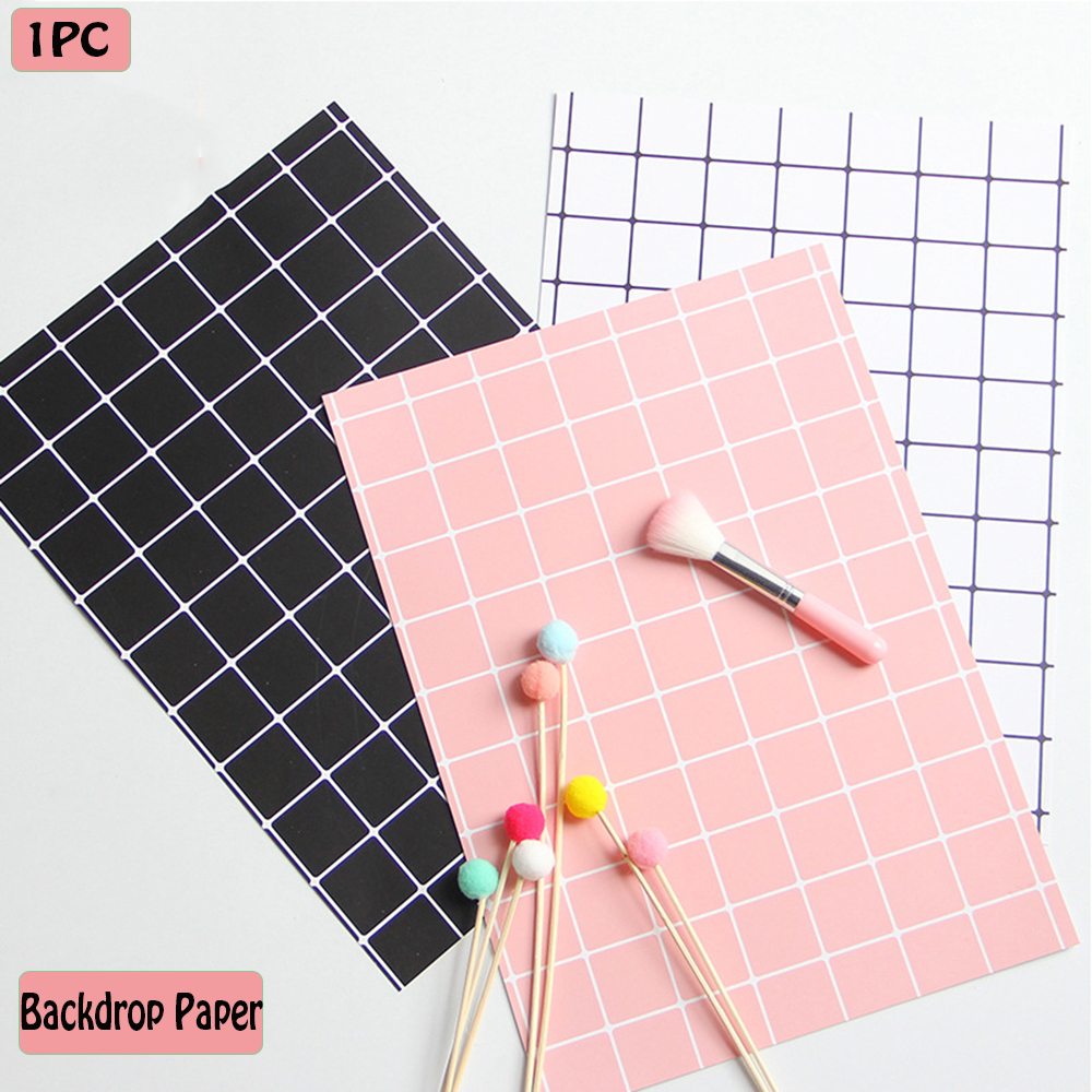 1PC Double-sided Plaid Grid Card Simple Retro Photo Prop Photography Background Paper Studio Desktop Backdrop Paper