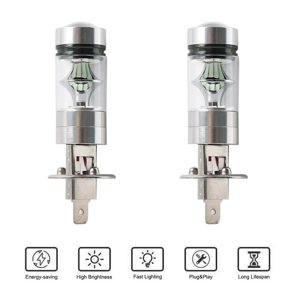 Headlight Bulbs 2pcs Car fog light H1 8000K Ice Blue 100W 2323 LED Kit Fog Driving Light