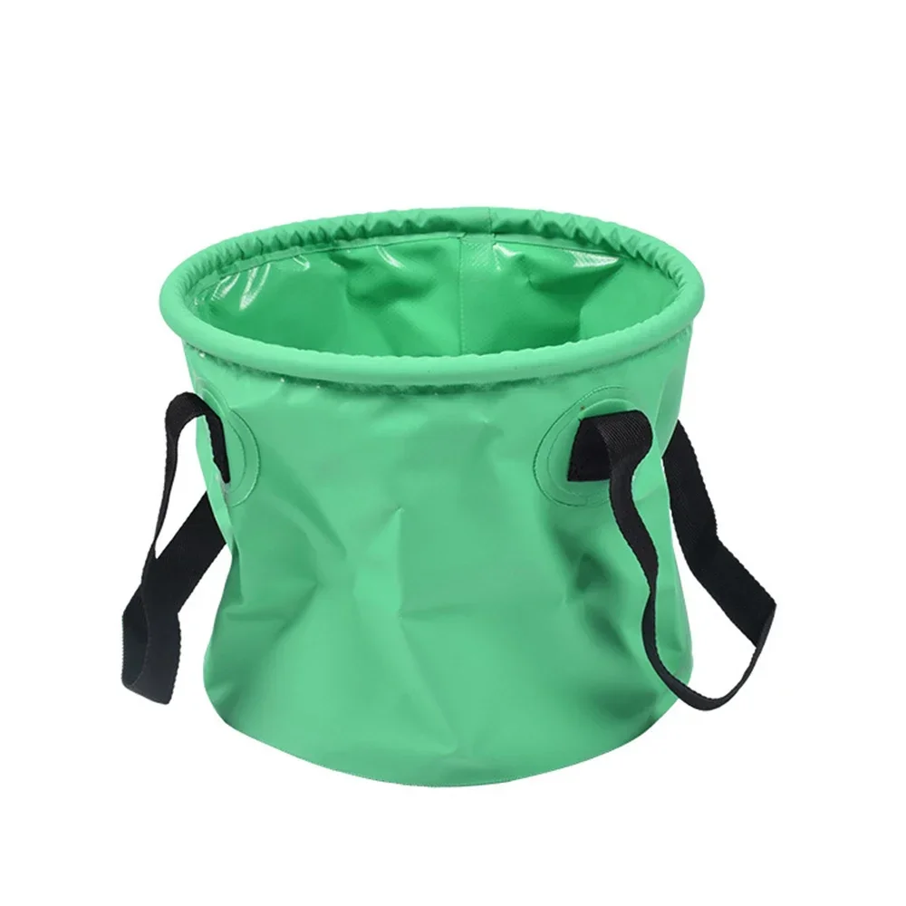 30L Reusable Storage Bucket Collapsible Bucket with Handle, Camping Water Container, Fishing, Picnic: green