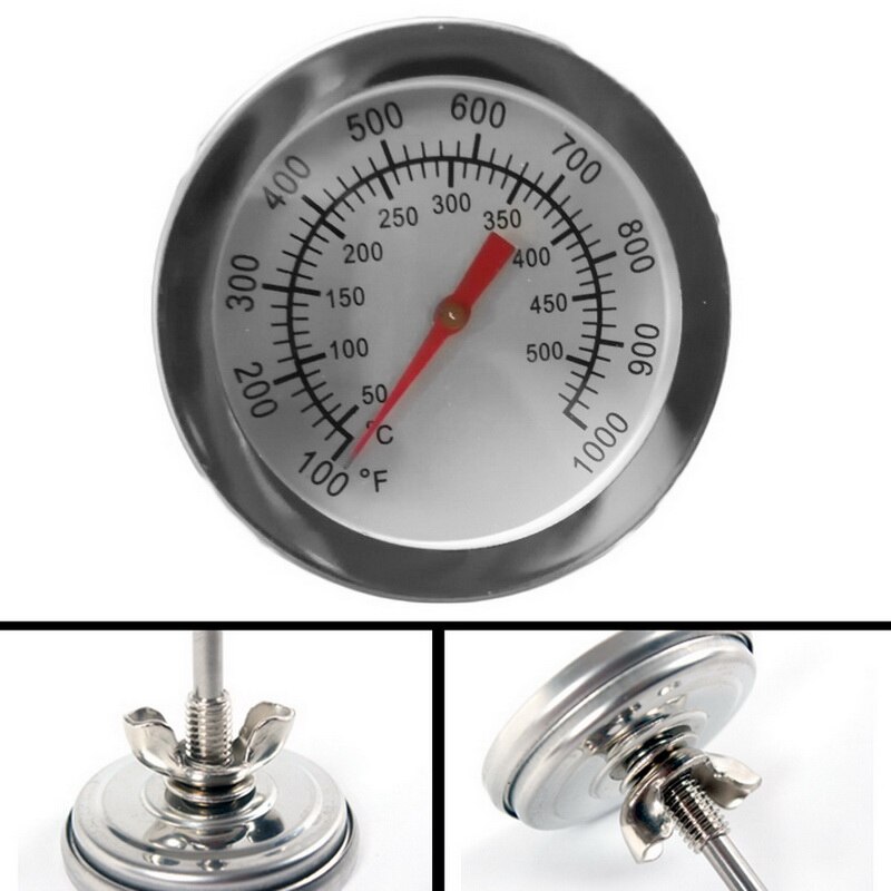 Termómetro bimetálico de acero inoxidable para ahumar barbacoa, herramienta de cocina de 500 grados, medidor de temperatura