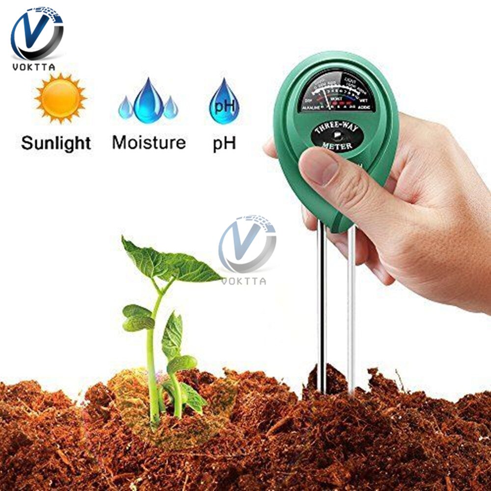 Comprobador de PH del suelo multifuncional, medición de la intensidad de la luz solar y la temperatura del Medidor de PH Digital, 3/4/5 en 1, para plantas de jardín: 3 in 1