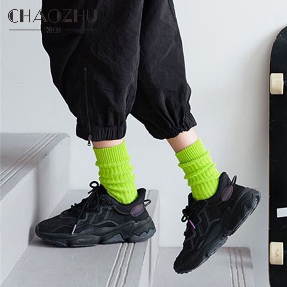 CHAOZHU-Calcetines fluorescentes de neón para mujer, medias de estilo Hip Hop para nocturna, Unisex