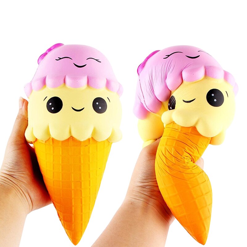 Dubbele Smiley Ijs Kawaii Squishies Langzaam Stijgende Zachte Squeeze Verlichten Druk Squishy Brood Speelgoed Telefoon Decor