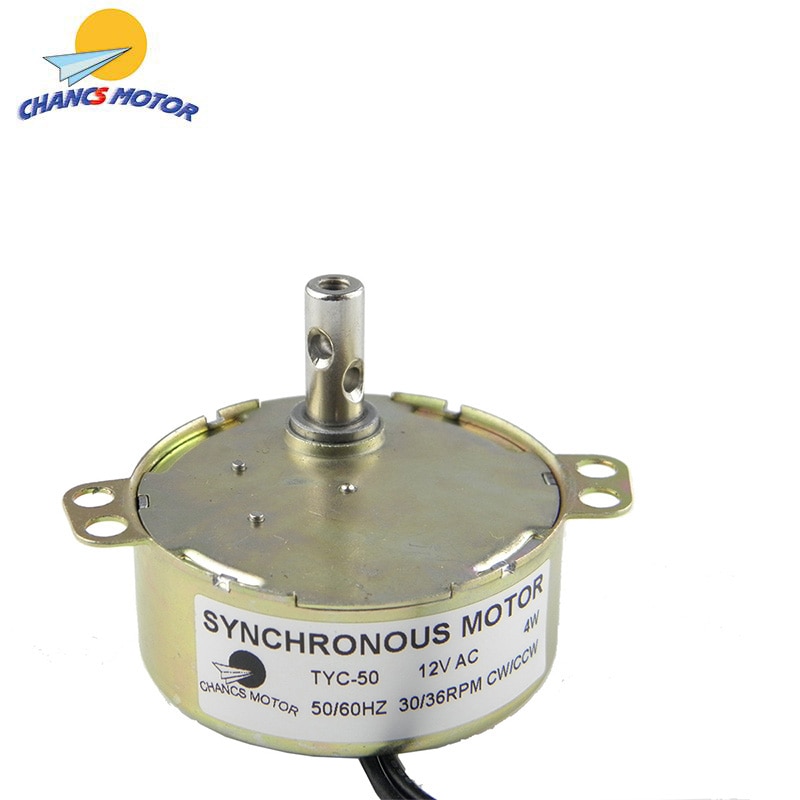 CHANCS Motor síncrono TYC-50 12V AC 30-36RPM CW/CCW 4W pequeño Motor eléctrico