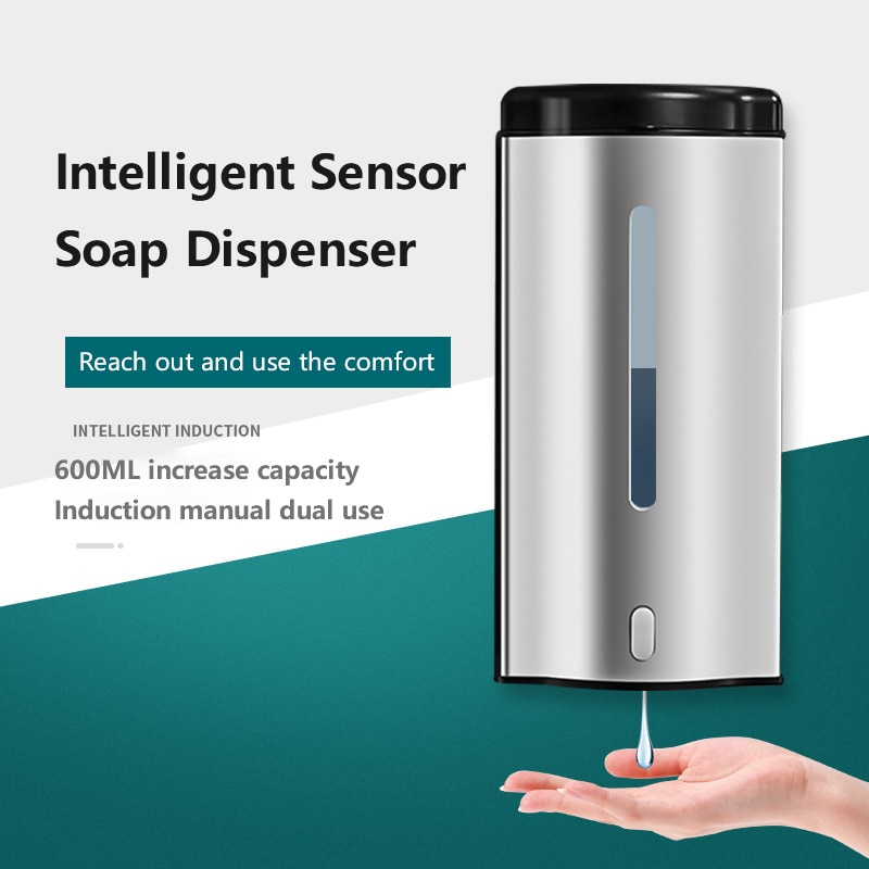 600Ml Rvs Automatische Sensor Hand Zeepdispenser Touchless Wandmontage Zeepdispenser Hand Wasmachine