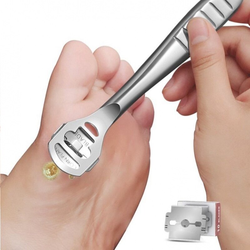 Foot Callus Shaver Heel Hard Skin Remover Hand Feet Pedicure Razor Tool Shavers Stainless Steel Handle 10 Blades Foot Care Tool