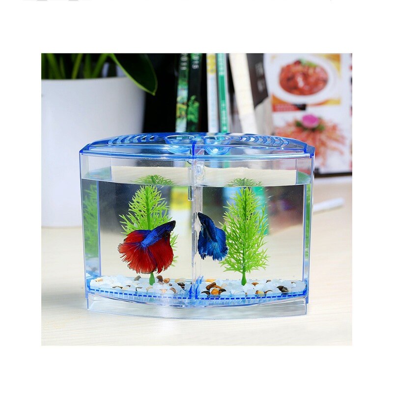 ! Pecera acrílica de escritorio pecera pequeña, adecuado para sala de estar familiar, dormitorio, oficina (1.8L)