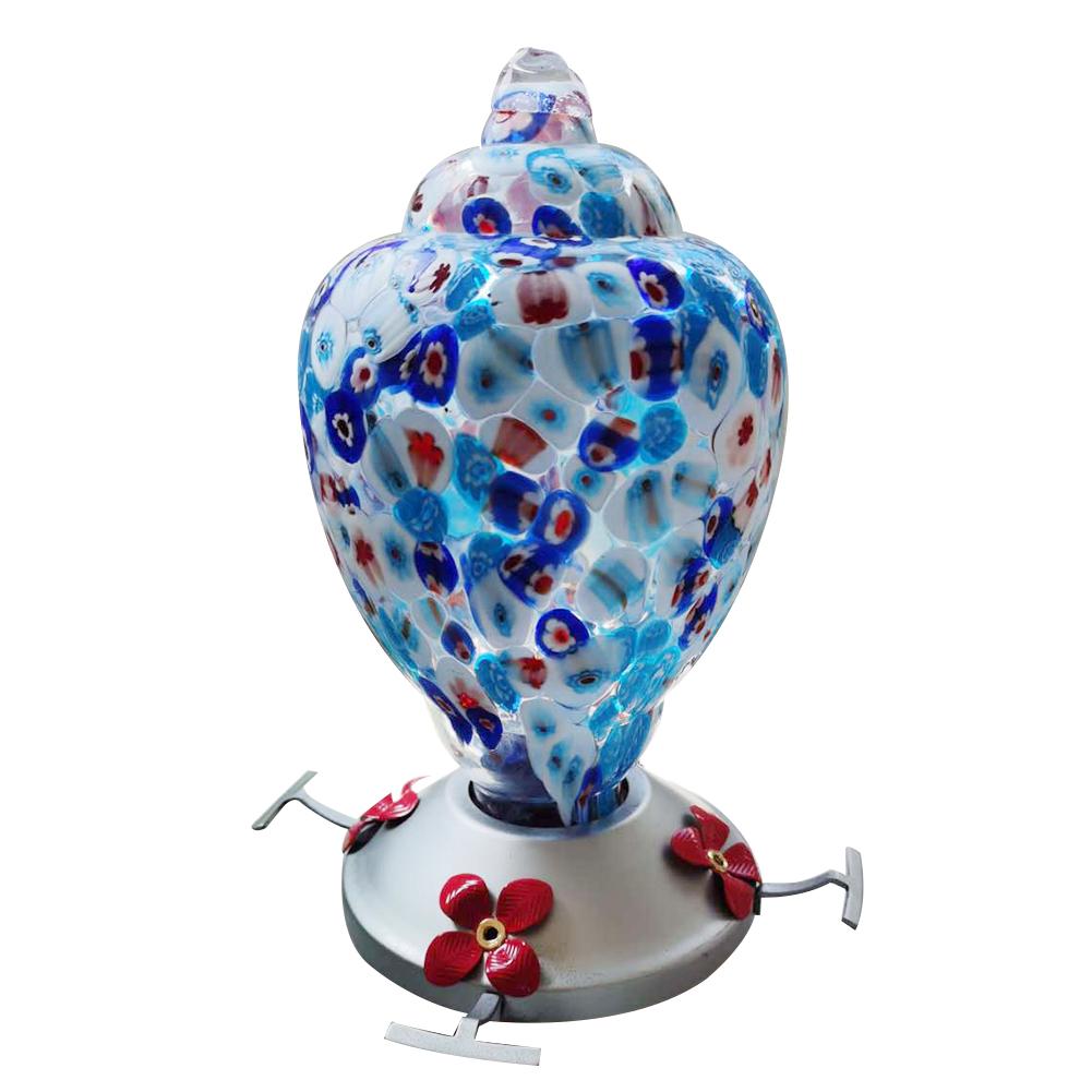 Bird Water Feeder Bottle Hummingbird Feeder Bird Perch for Outdoors Patio Hand Blown Glass Hummingbird Feeder