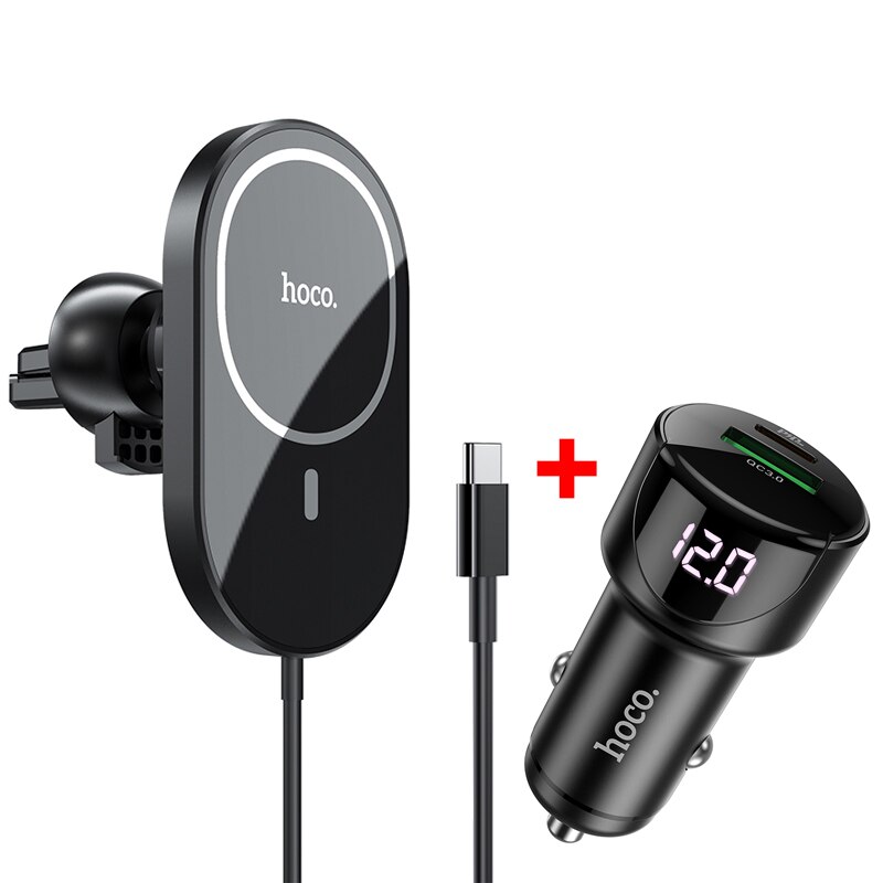 Hoco Magnetische Wireless Car Charger Mount Voor Iphone 12 Pro Max 12 Mini 15W Magnetische Snelle Opladen Airvent auto Telefoon Houder: Set meal