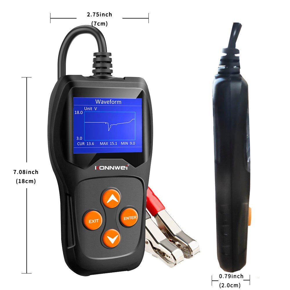 Kw600 bilbatteri testare 12v analysator 100 to 2000 cca snabbstart diagnostisk repait laddning krets tester verktyg pk  ba201