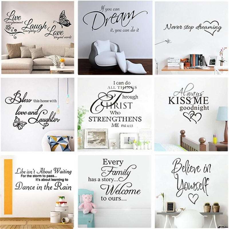 Live Laugh Love Quotes Butterfly Wall Art Stickers Woonkamer Decal Home Decoratie Indoor Living Slaapkamer Slaapkamer Ornament