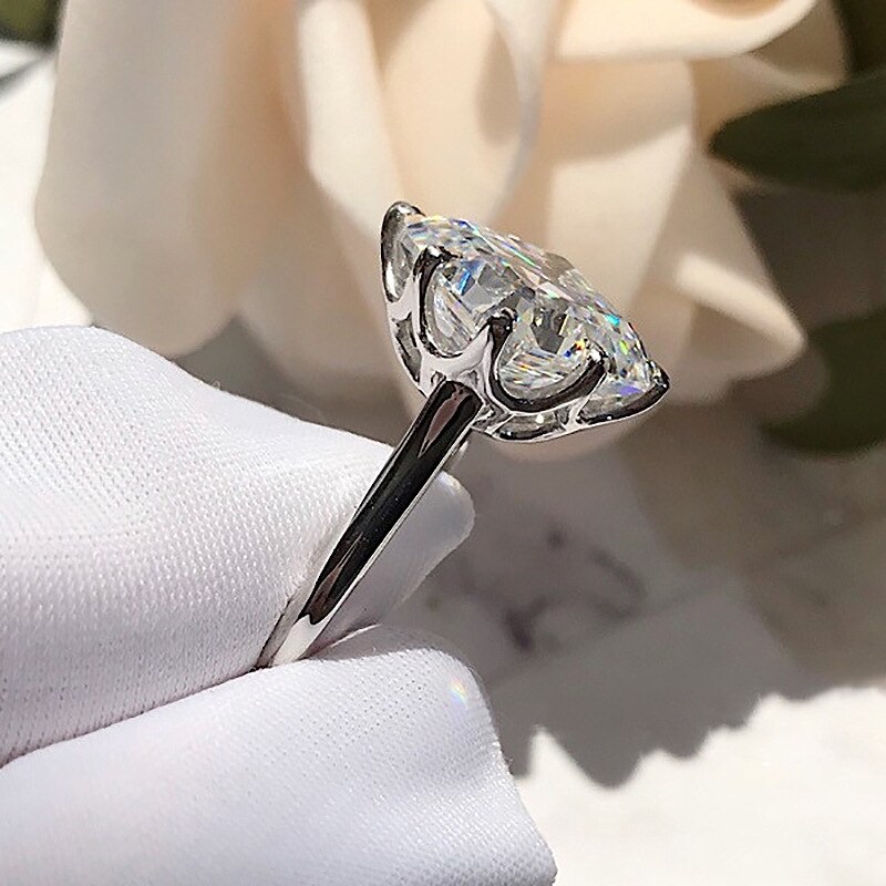 Princess cut 6ct simulerede diamant cz ring 925 sterlingsølv løfte forlovelse bryllup band ringe til kvinder fest smykker