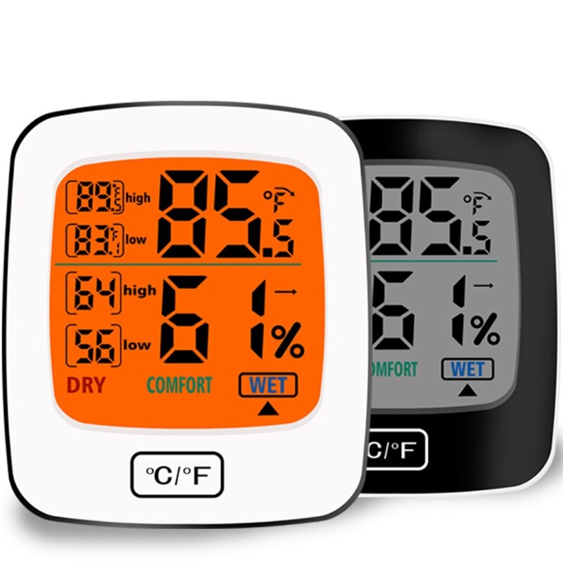 Digital Indoor Thermometers and Hygrometers Humidity Station Room Thermometer with backlight Touch hygrometer LCD Display