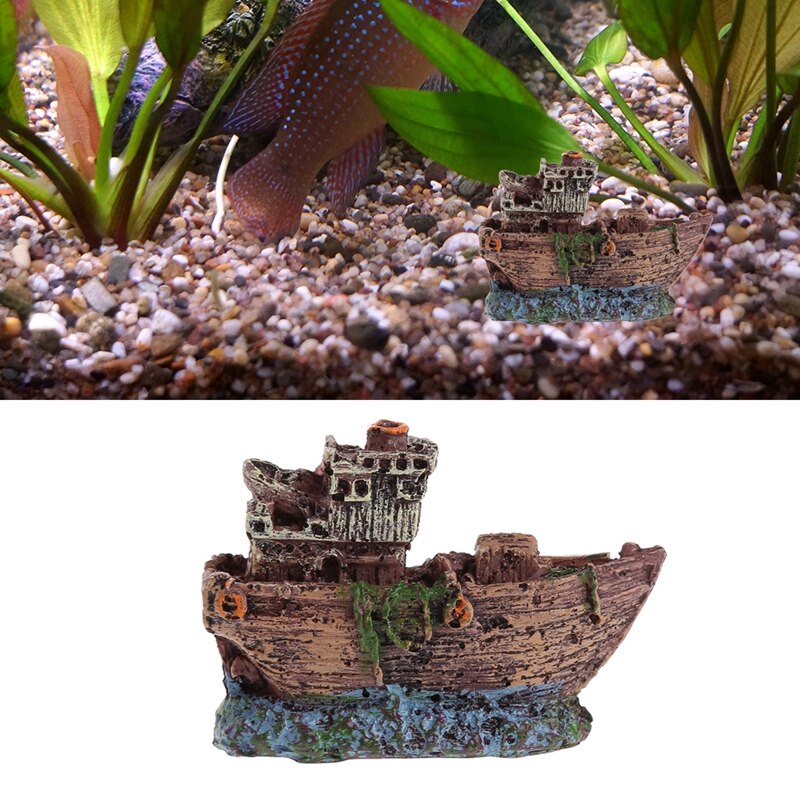 Aquarium ornament gezonken schip wrak boot aquarium grot decoratie onderwater hars