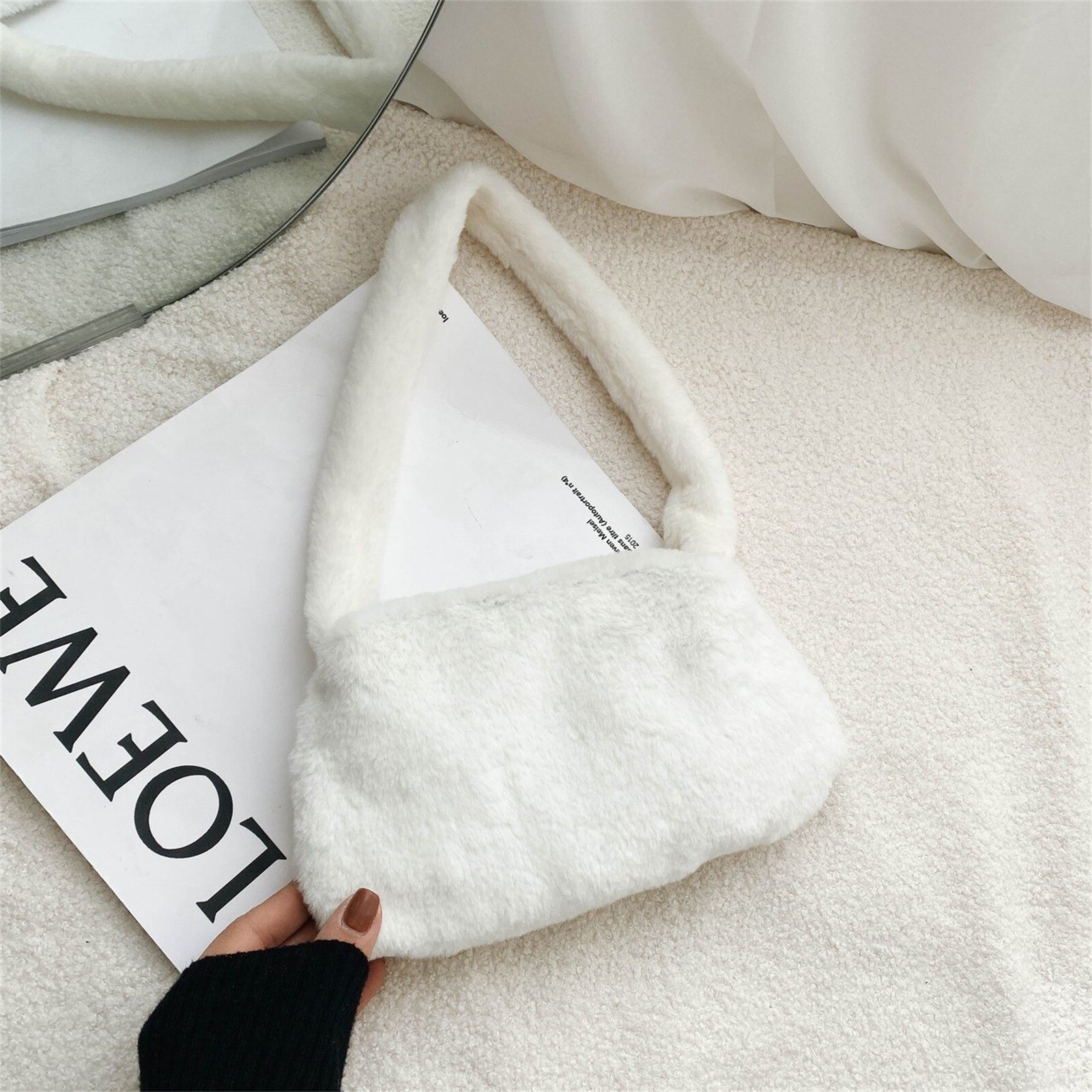 Bolso Vintage de invierno con patrón de cebra para mujer, bolsa interior de hombro de felpa, bolso para el otoño, de piel suave y cálida, Sac A Main # Y3: H