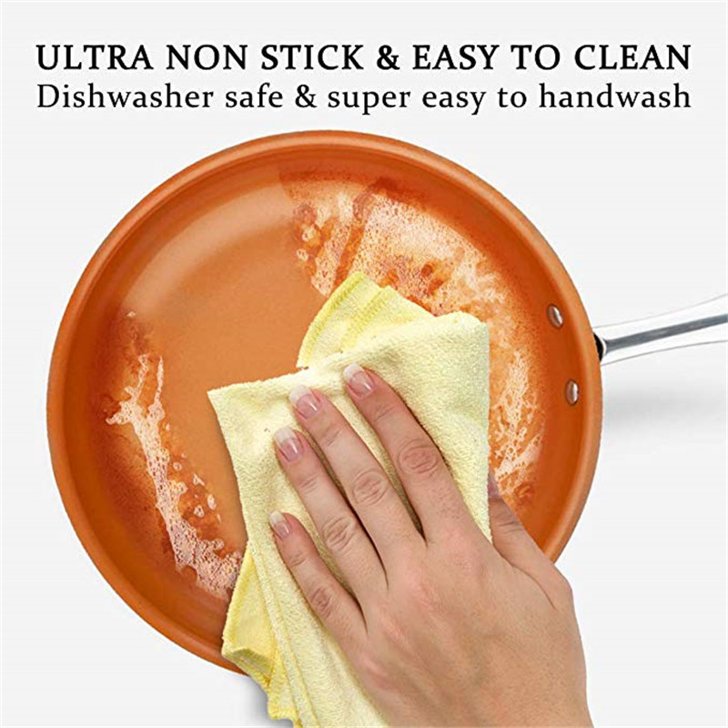 RedCopper FryPan 18/20/22/24 Cm Non-stick Aluminum Frying Pan Back Bottom Induction Cooker Aluminum Pan Stainless Steel Handle