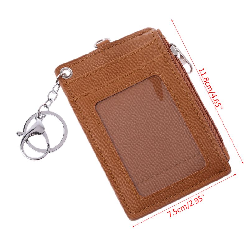 Porte-carte d'identité en cuir Portable, porte-Badge de crédit, porte-monnaie, portefeuille, porte-clés